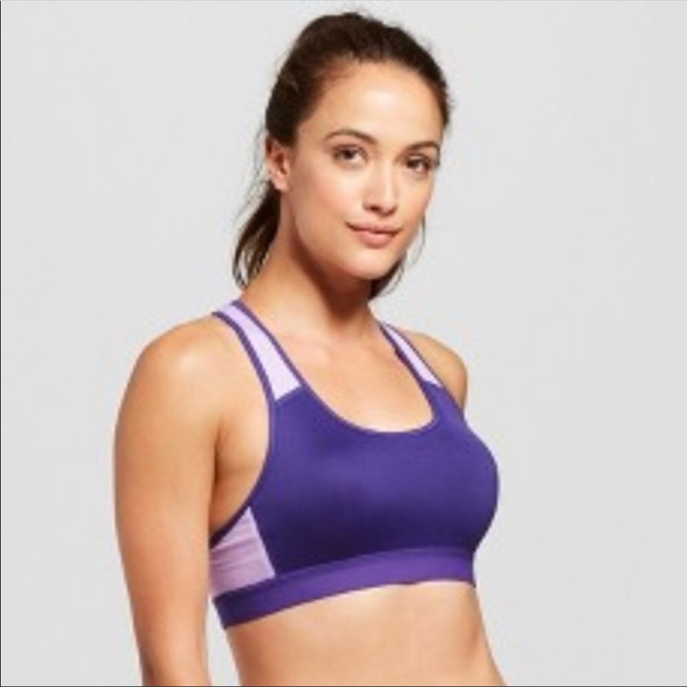 Champion Size Medium Purple Support Power Core Compression Racerback Sports Bra